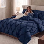 10-Piece Infinity Design Comforter Set - Includes 4-Piece Sheet Set with Double Sided Storage Pockets