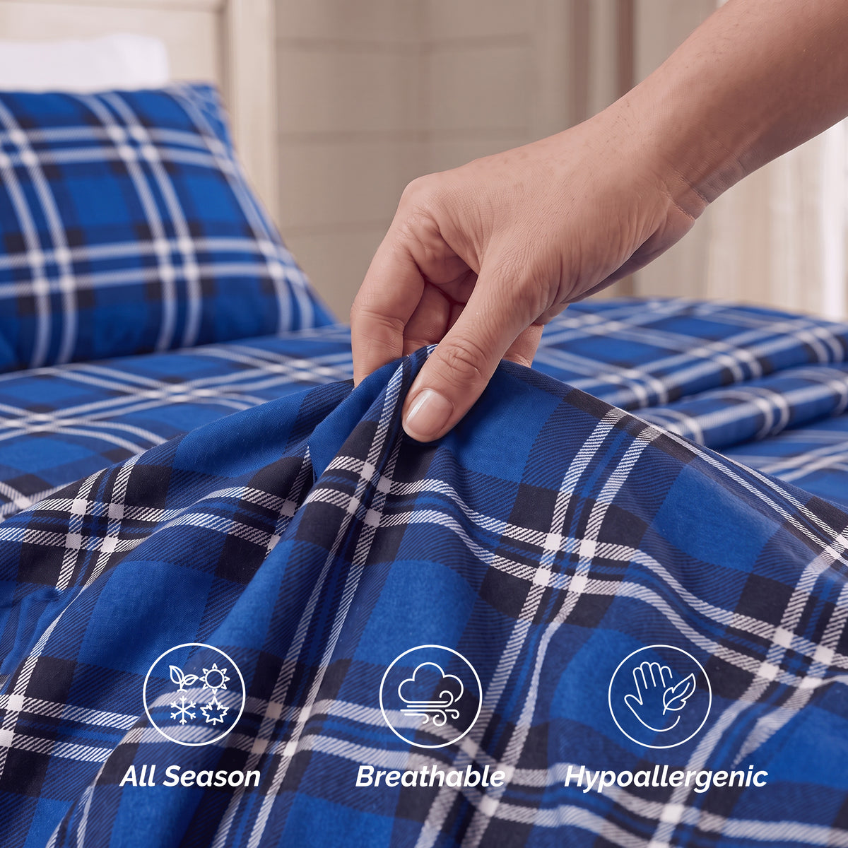 6-Piece Plaid Pattern Bed Sheet Set - Soft as a Hotel Premium Quality