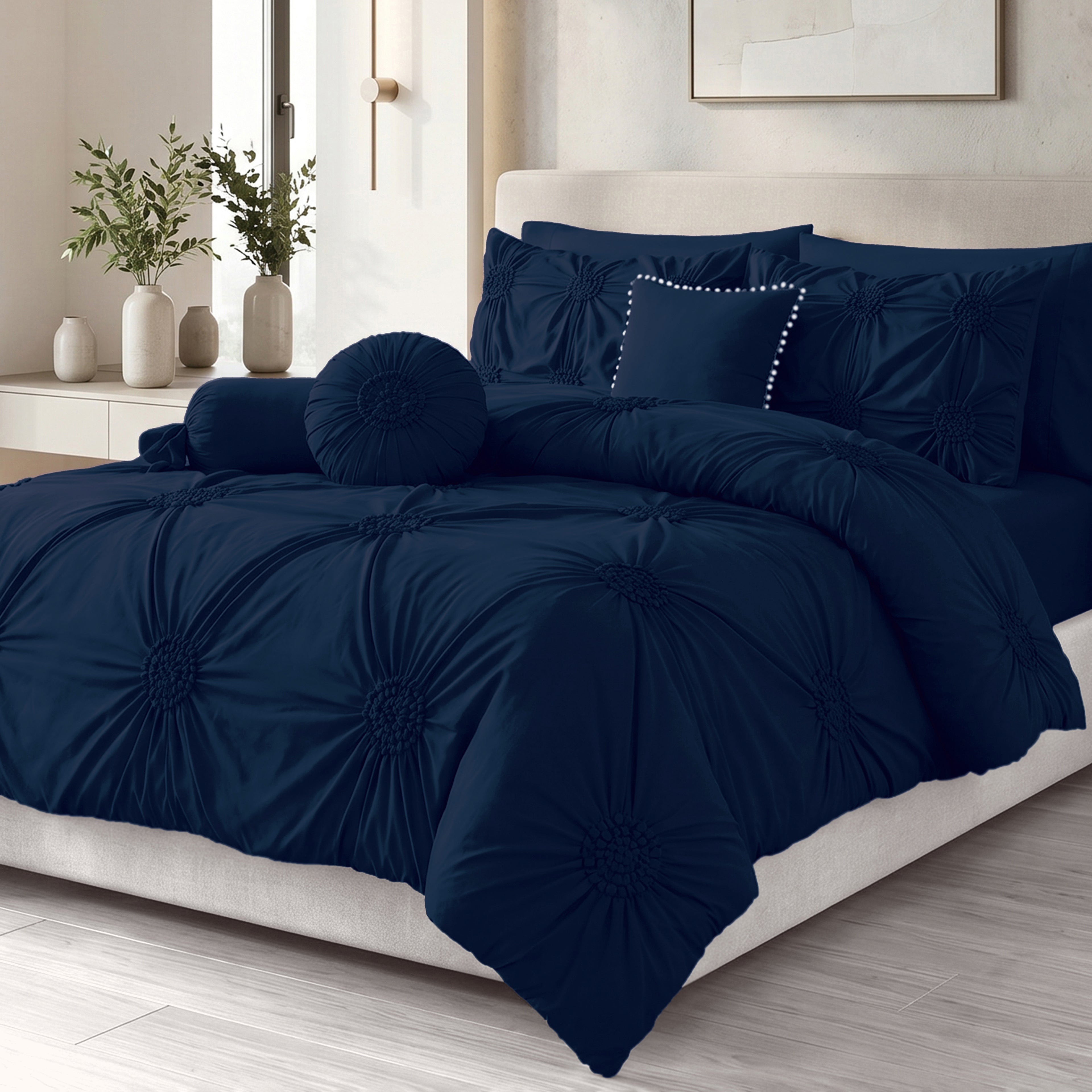 10-Piece Sunflower Comforter Set - Includes 4-Piece Sheet Set with Double Sided Storage Pockets