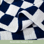 50" x 70"  Ultra Soft Checkered Knitted Throw Blanket