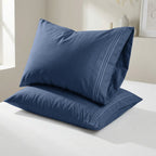Set of 2 Pillowcases- 3 Line Embroidery