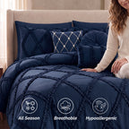 10-Piece Infinity Design Comforter Set - Includes 4-Piece Sheet Set with Double Sided Storage Pockets