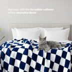 50" x 70"  Ultra Soft Checkered Knitted Throw Blanket