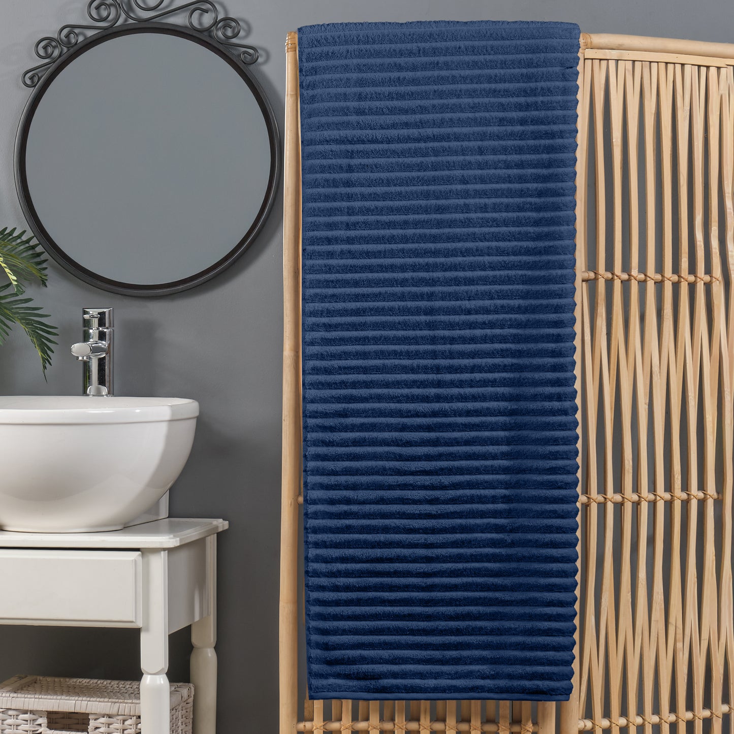 Elegant Comfort 1-Piece Premium Turkish Cotton Corduroy Stripe Oversized Bath Sheet Towel 40 x 80 Inch