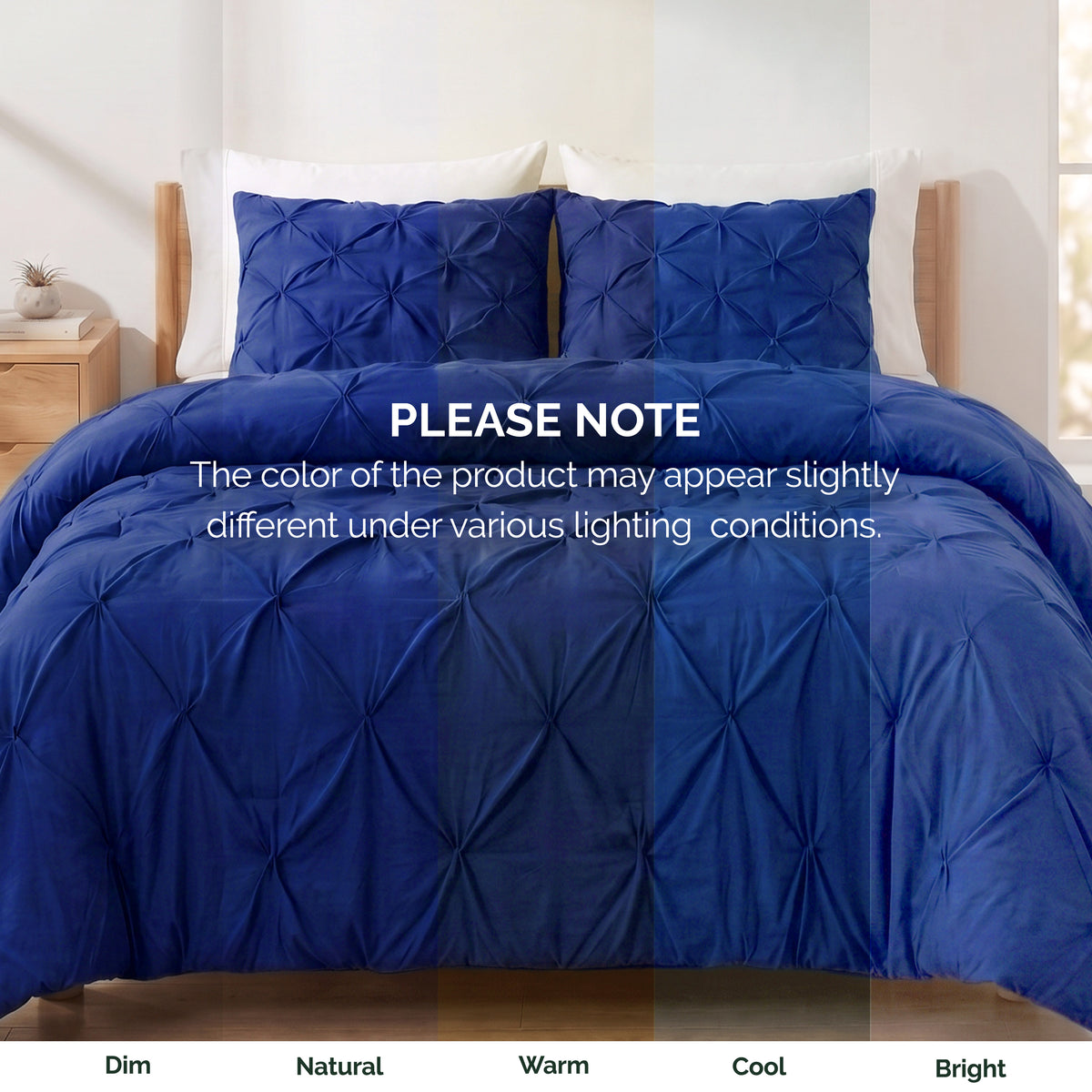 Pinch Pleated Pintuck Pattern, 3-Piece Duvet Cover Set - Features Corner Ties