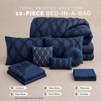 10-Piece Infinity Design Comforter Set - Includes 4-Piece Sheet Set with Double Sided Storage Pockets