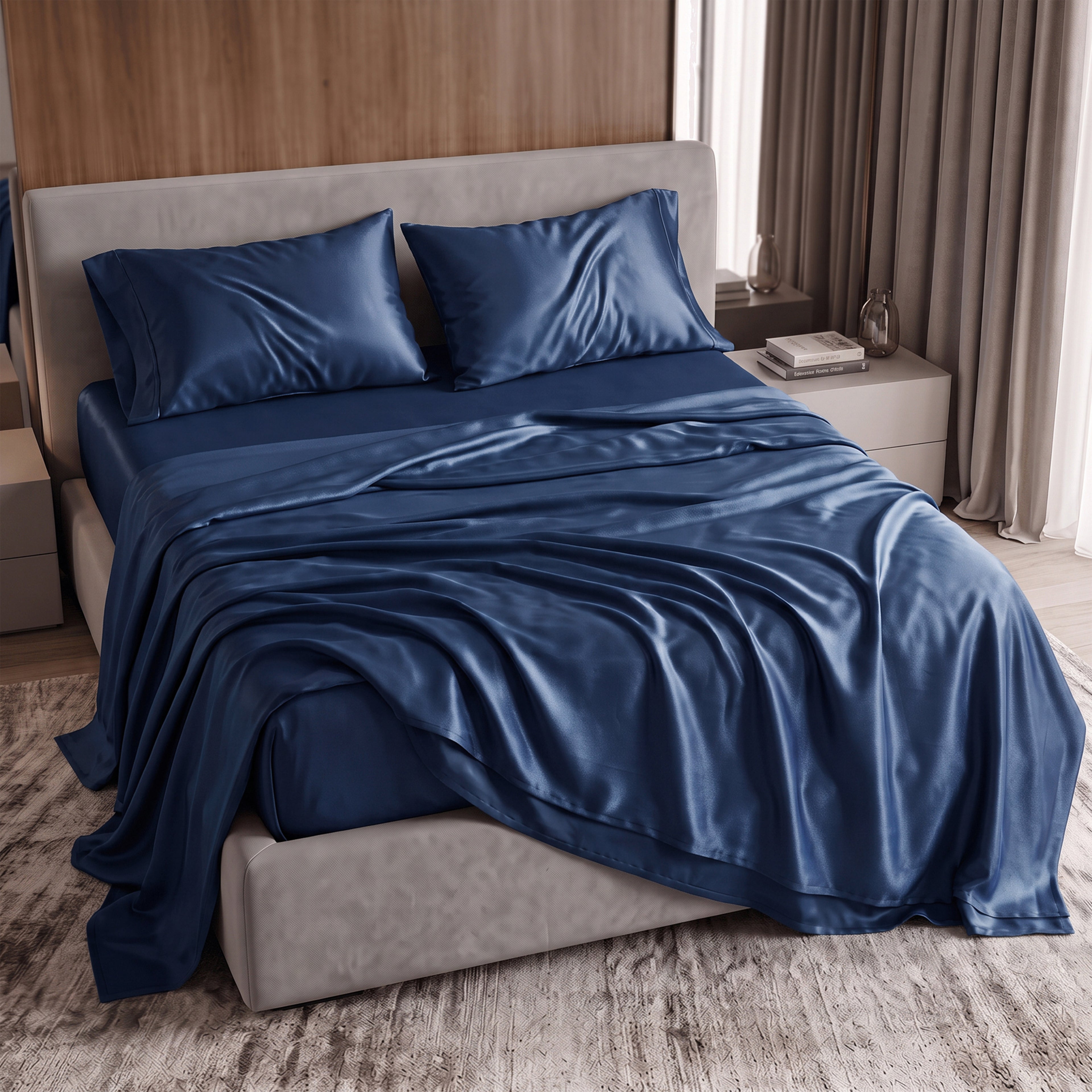 Fine 4-Piece Silky Satin Sheet Set, Moody Shades
