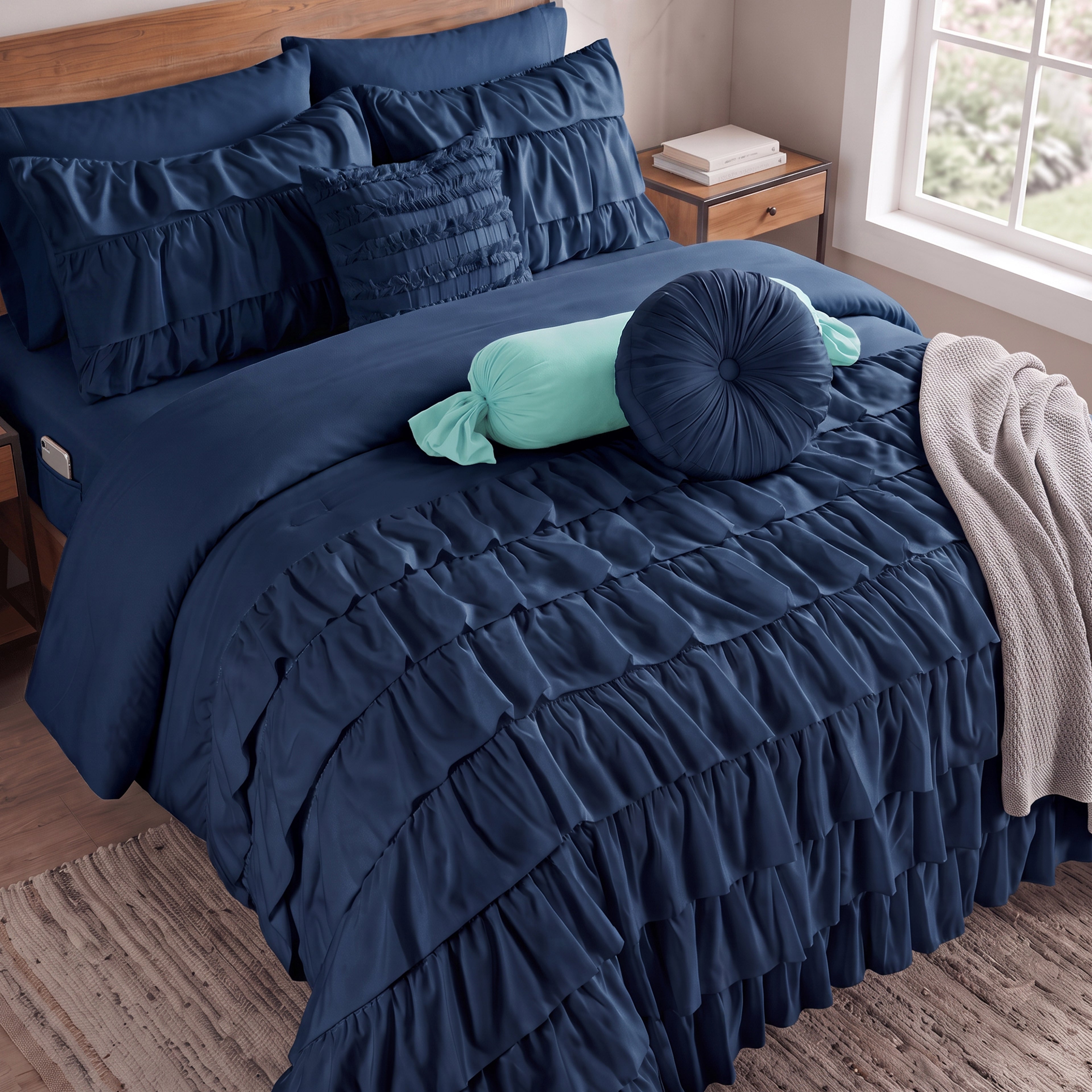 10-Piece Cinderella Comforter Set, Includes 4-Piece Sheet Set with Double Sided Storage Pockets