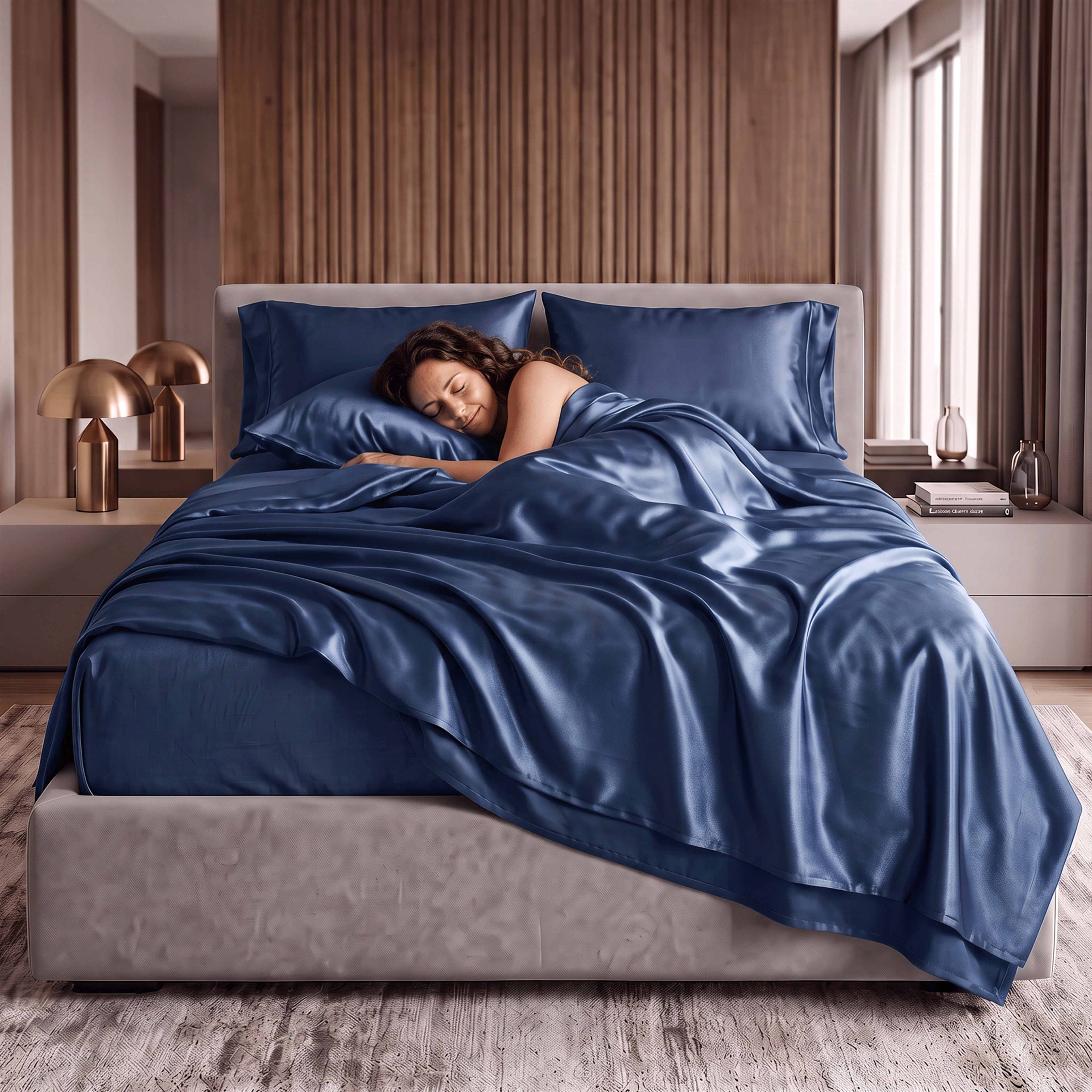 Fine 4-Piece Silky Satin Sheet Set, Moody Shades
