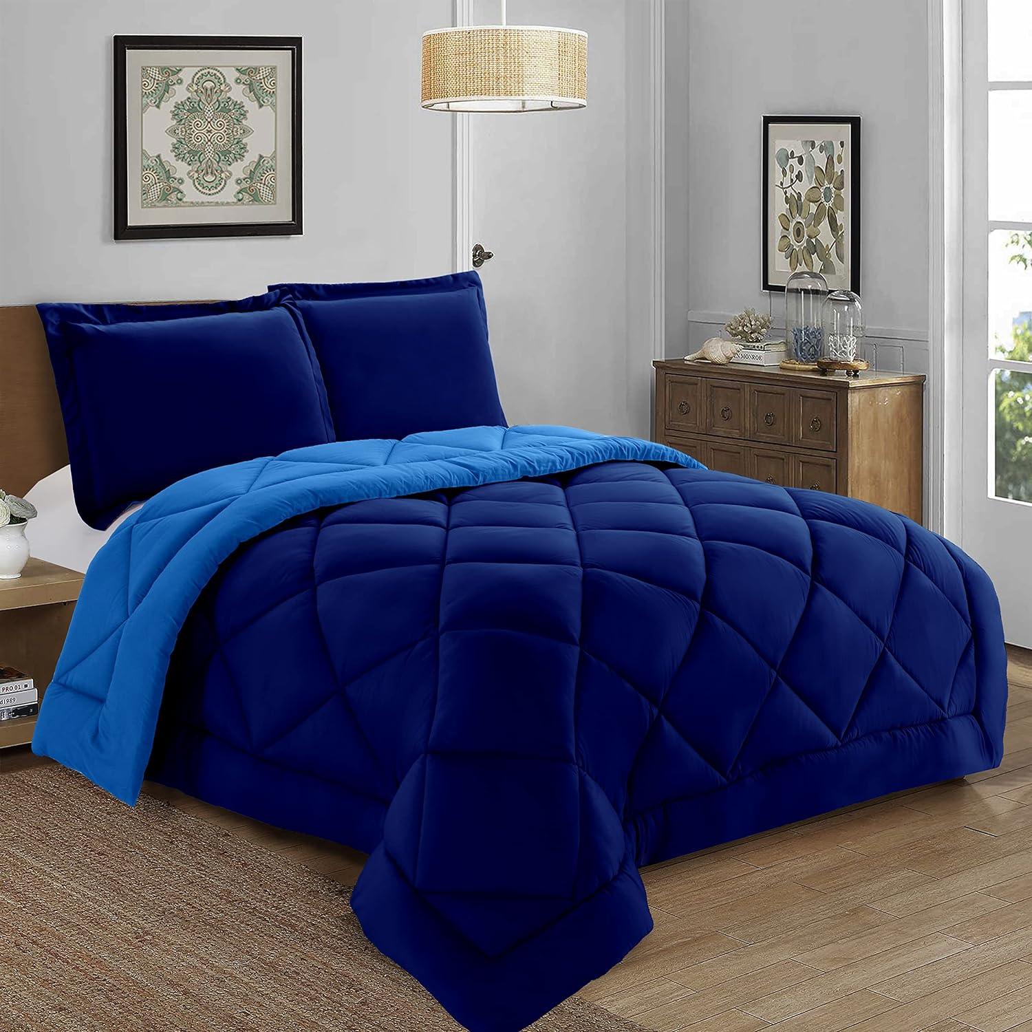 3-Piece Reversible Diamond Stitched Comforter & Shams
