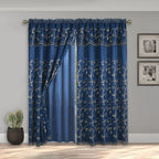 Set of 2 Lucia Curtain Panels - Attached Valance - 54" W x 84" L