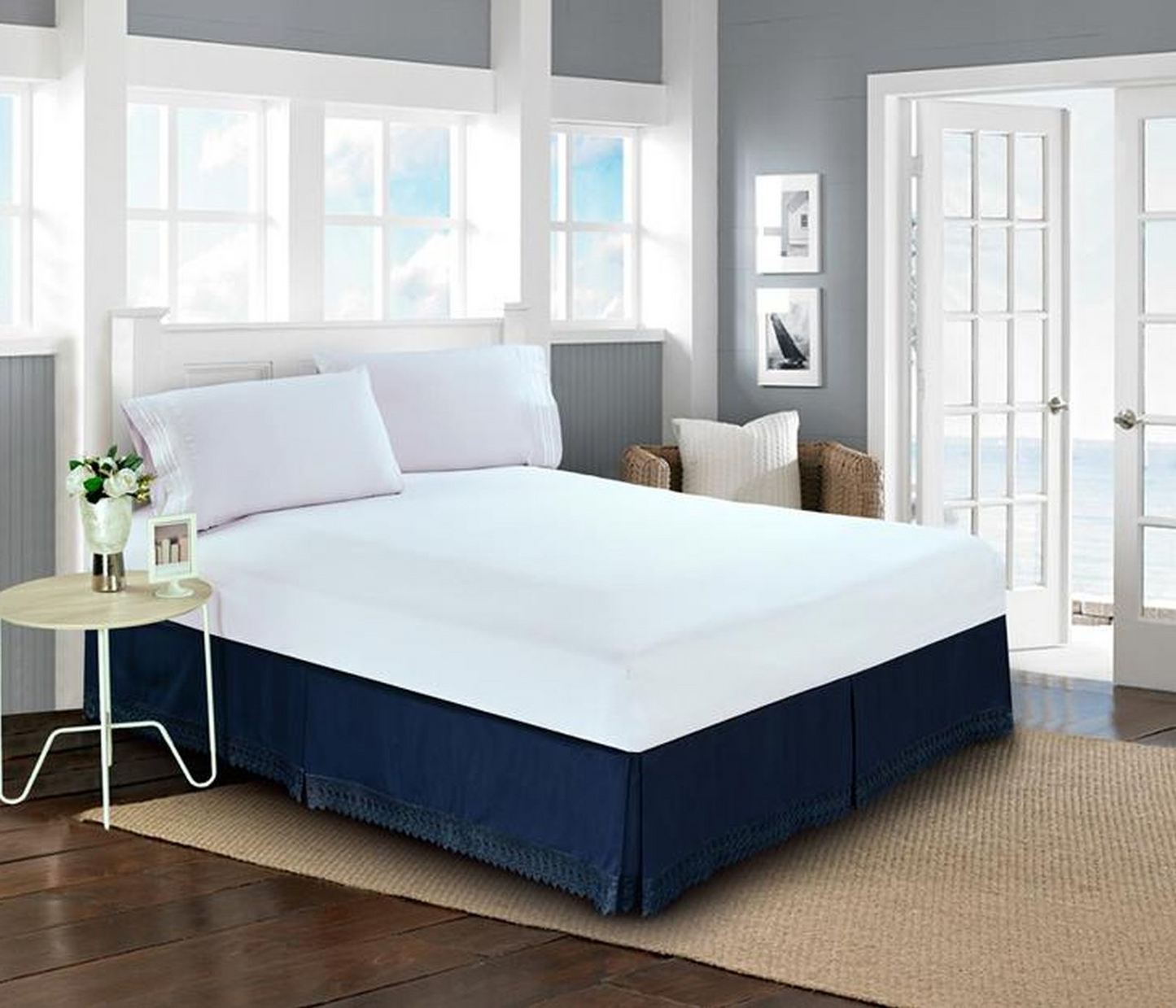 Elegant Comfort Lace Fringe Bed Skirt - 15 inch Drop - Elevate your Bed