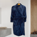 Men Shawl Collar Velvet Fleece Long Bathrobe