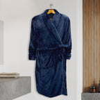Men Shawl Collar Velvet Fleece Long Bathrobe