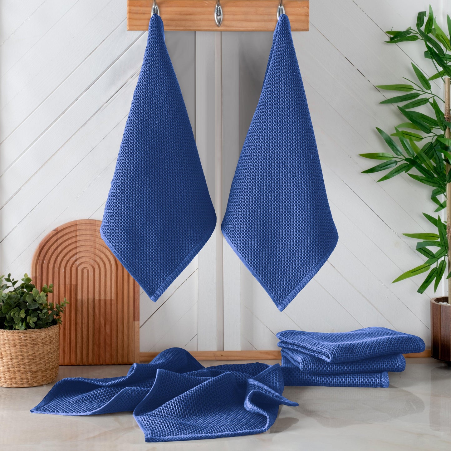 Elegant Comfort 6-Pack Turkish Cotton Waffle Wave Kitchen Towels