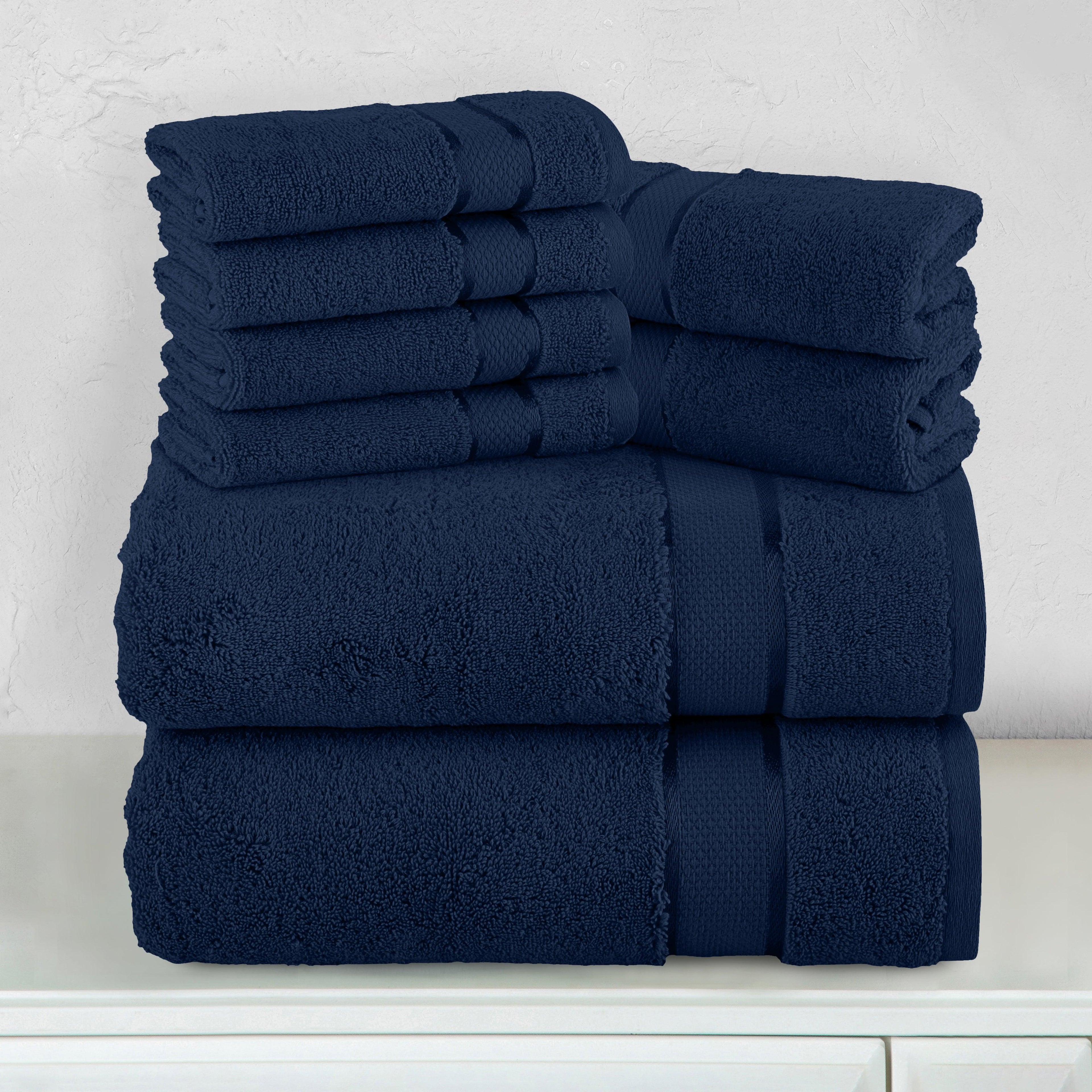 8-Piece Turkish Cotton Towel Set, 4 Washcloths, 2 Hand Towels and 2 Bath Towels