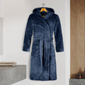 Men Hooded Velvet Fleece Long Bathrobe
