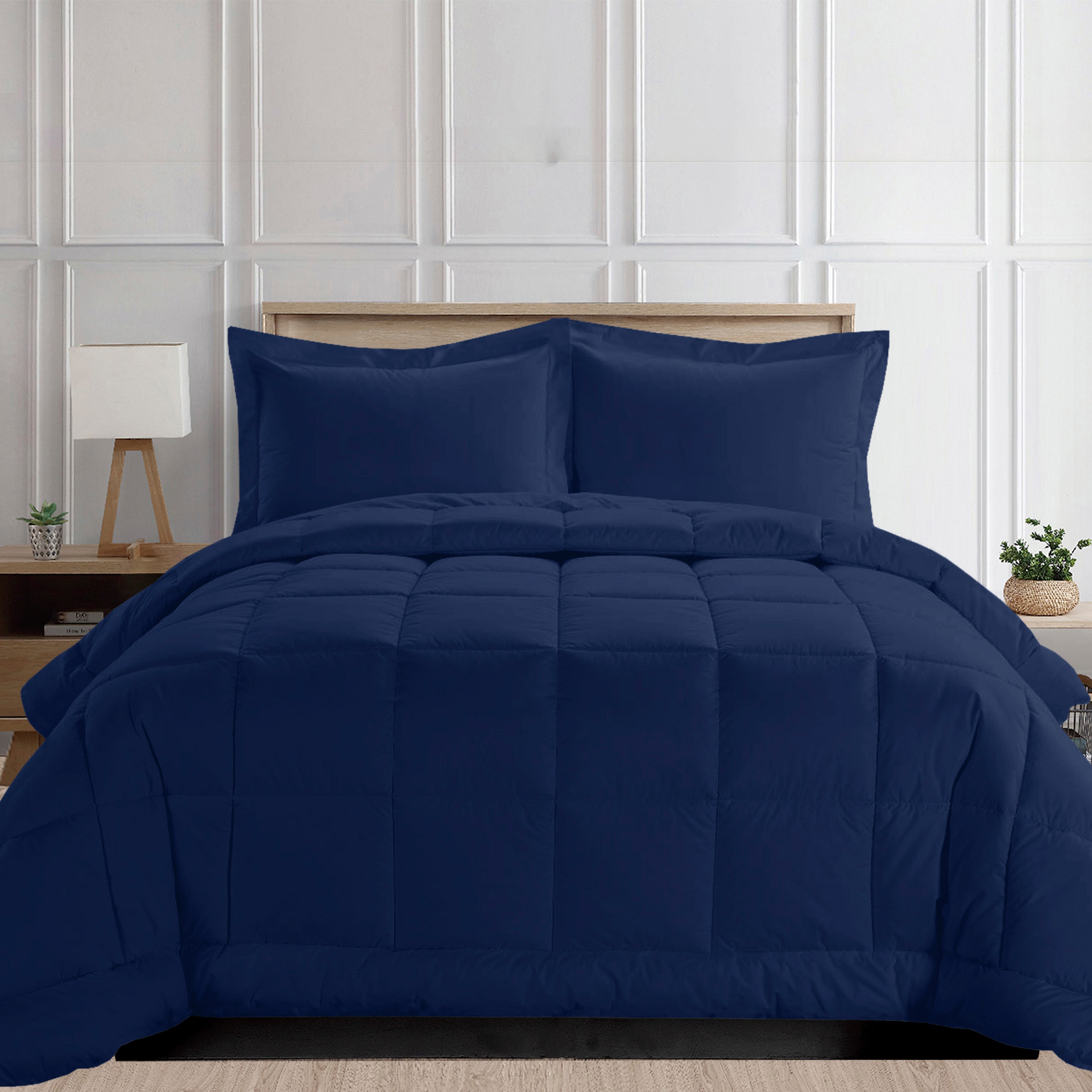 3-Piece Box Stitched Comforter & Shams - Duvet Insert with 4 Corner Tabs