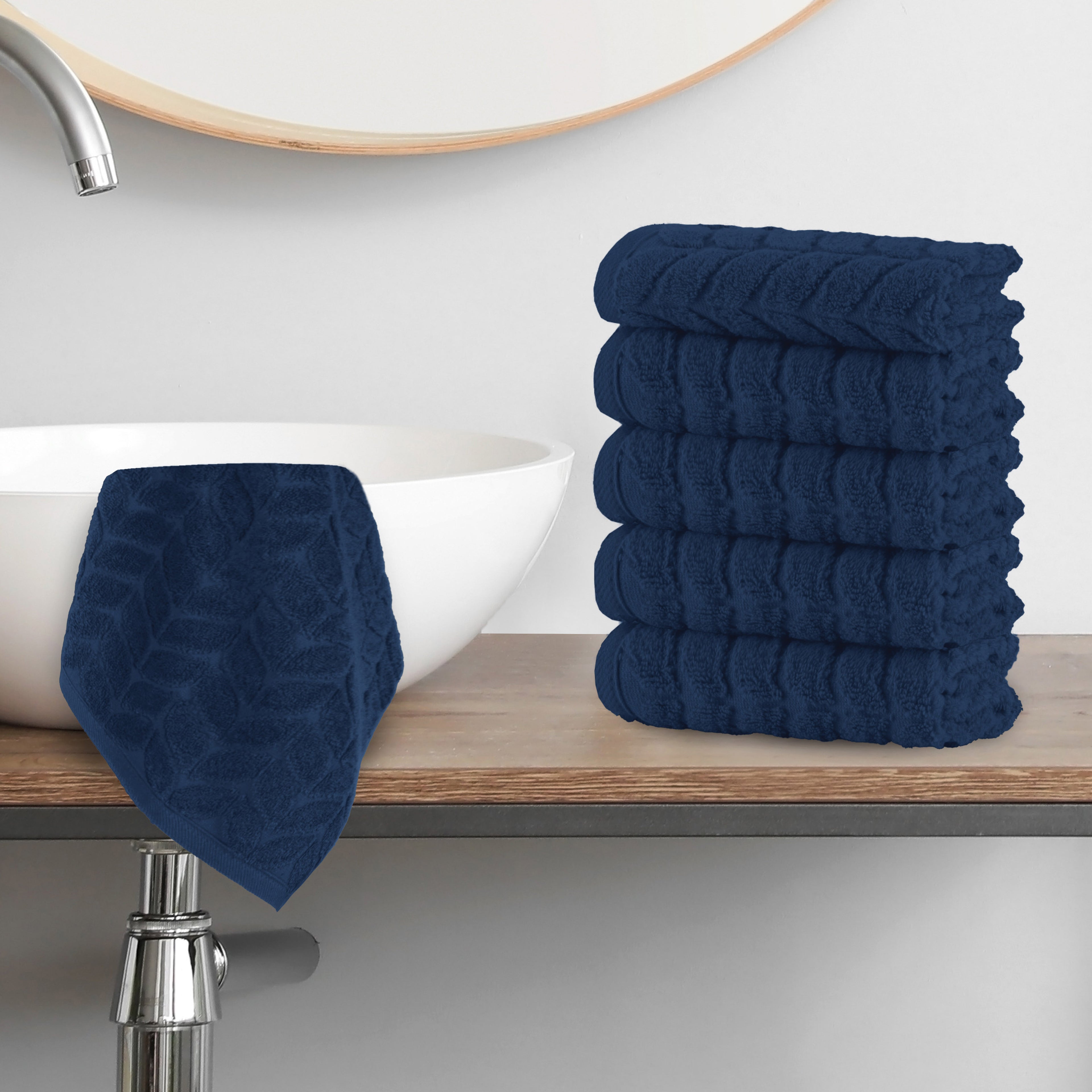 6-Pack Premium Turkish Cotton Braided Washcloths Set, 13 x 13 inch