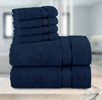6-Piece Turkish Cotton 2 Lines Towel Set, 2 Washcloths, 2 Hand Towels and 2 Bath Towels