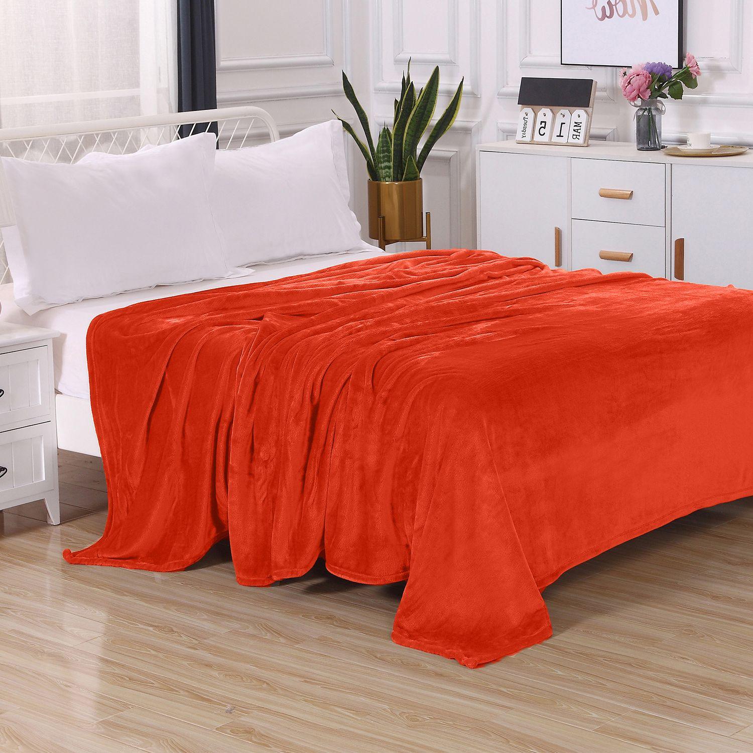 Velvet Plush Fleece Blanket Solid Color Design - Velour Blanket