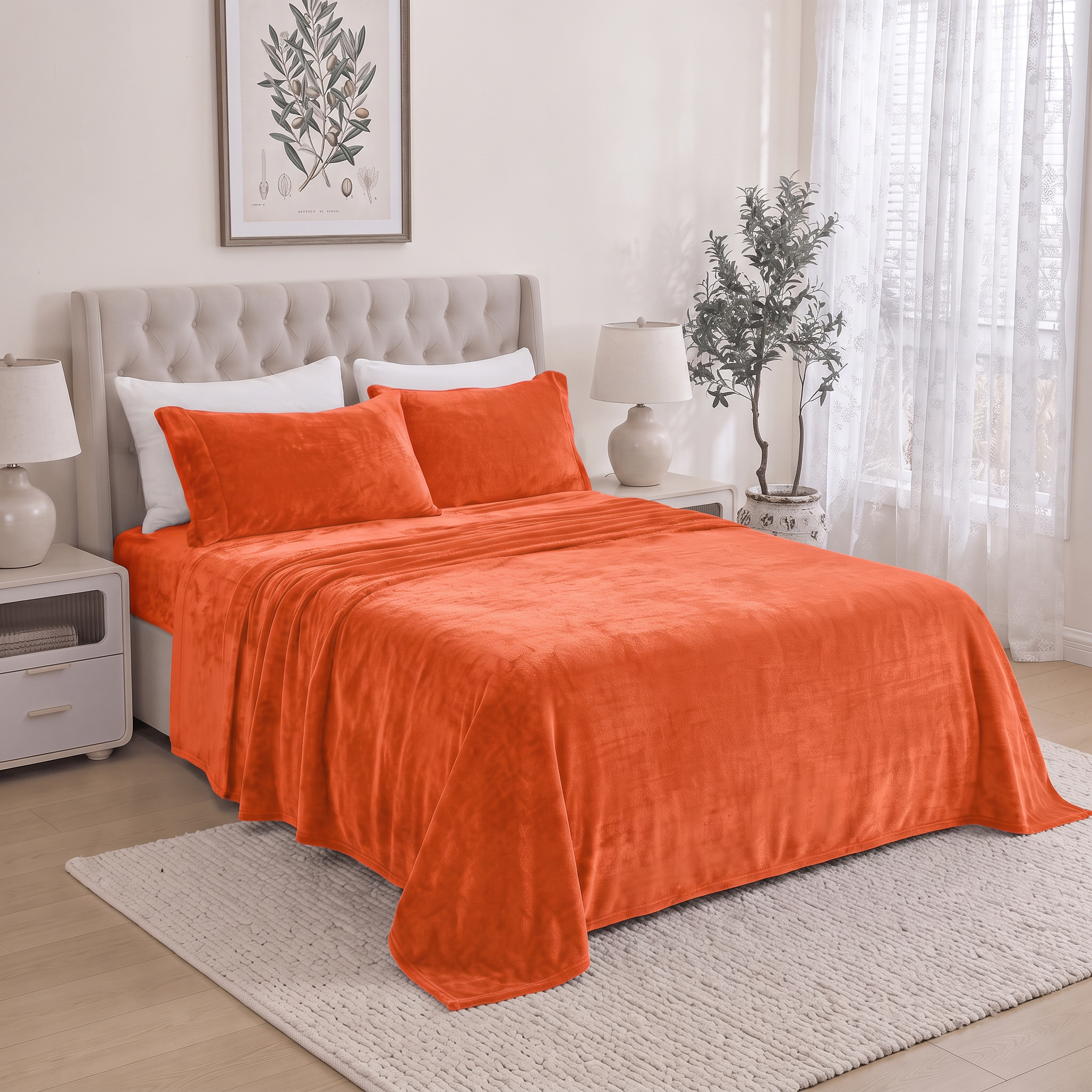 4-Piece Velvet Plush Flannel Sheet Set