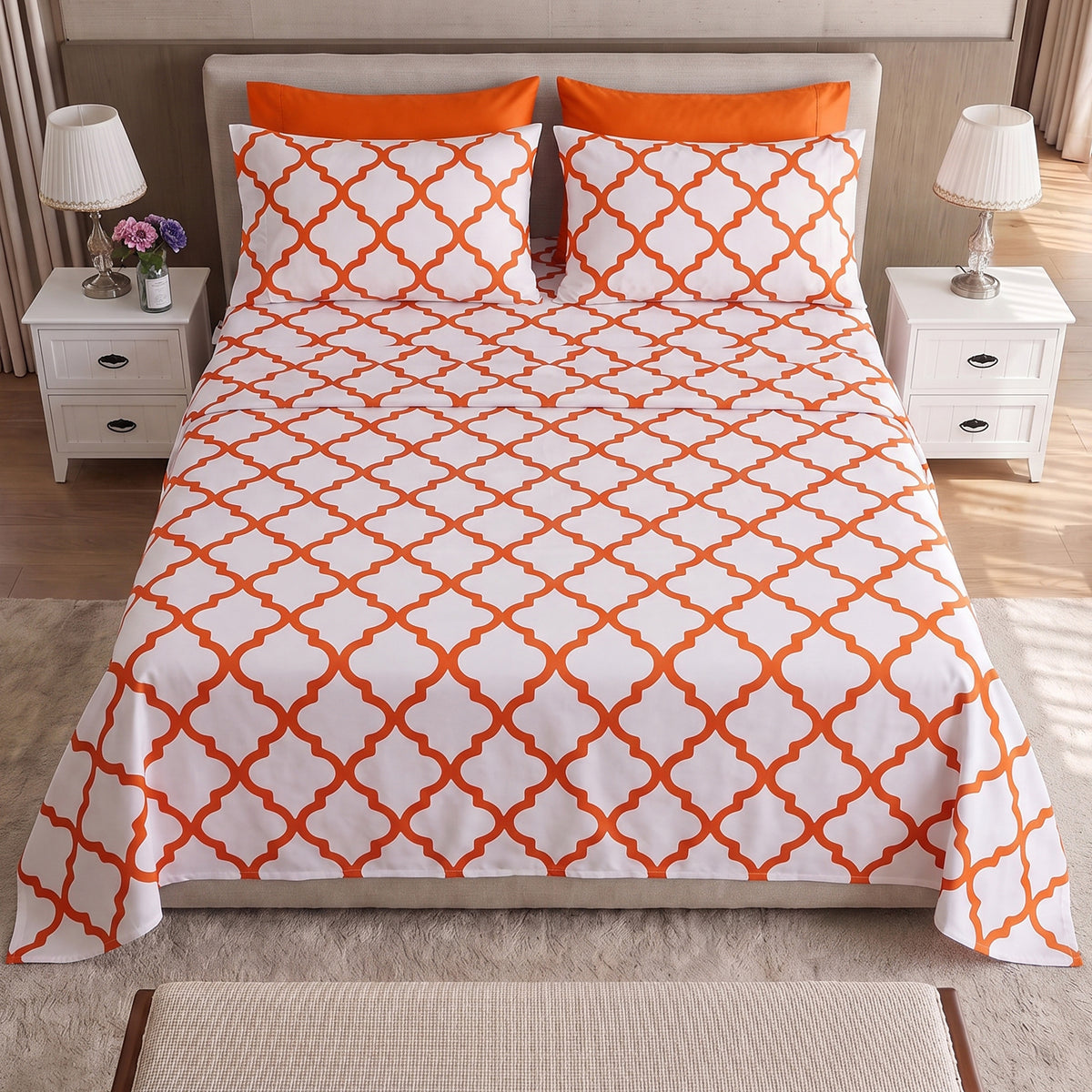 6-Piece Moroccan Trellis Printed Pattern - Soft as a Hotel Premium Quality