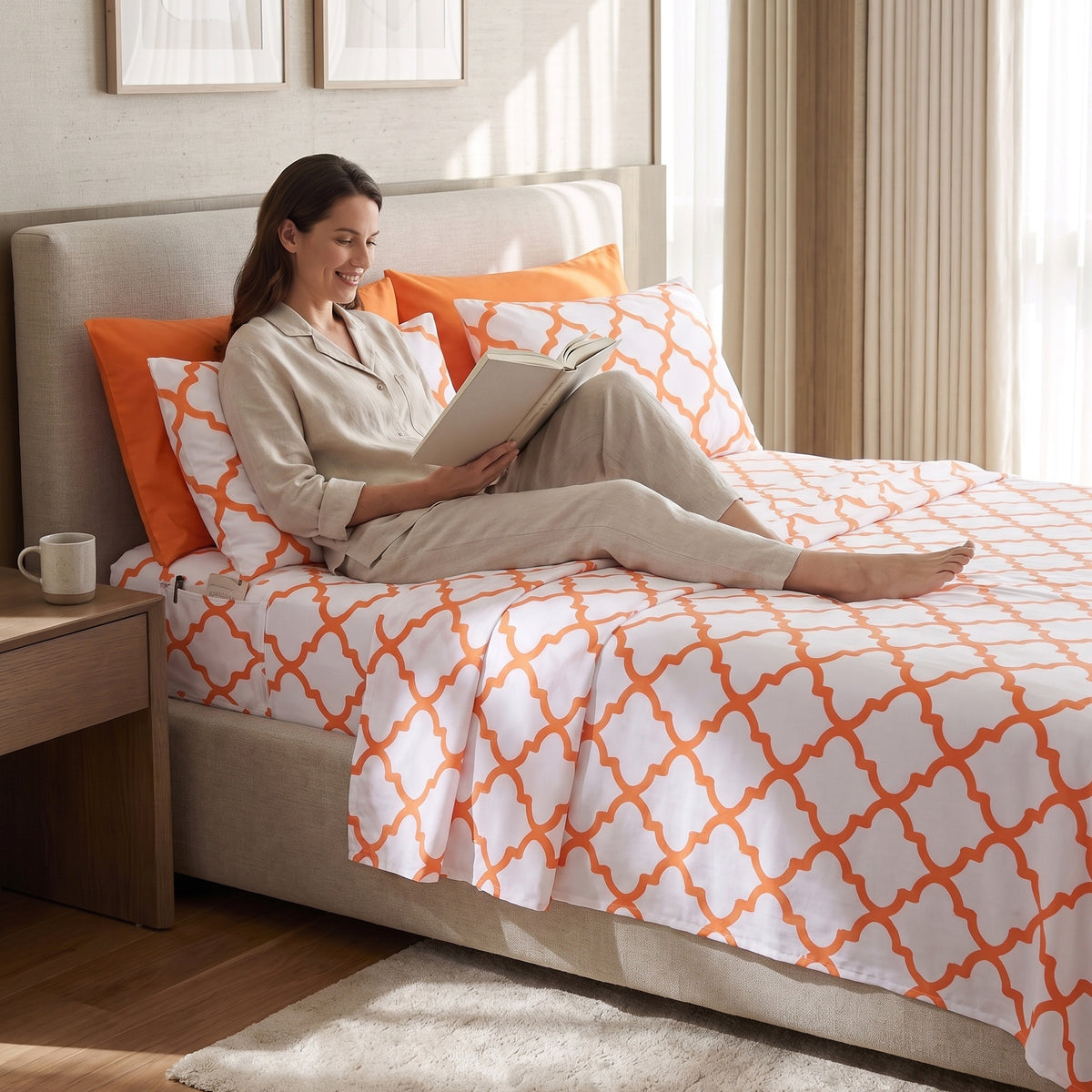 6-Piece Moroccan Trellis Printed Pattern - Soft as a Hotel Premium Quality