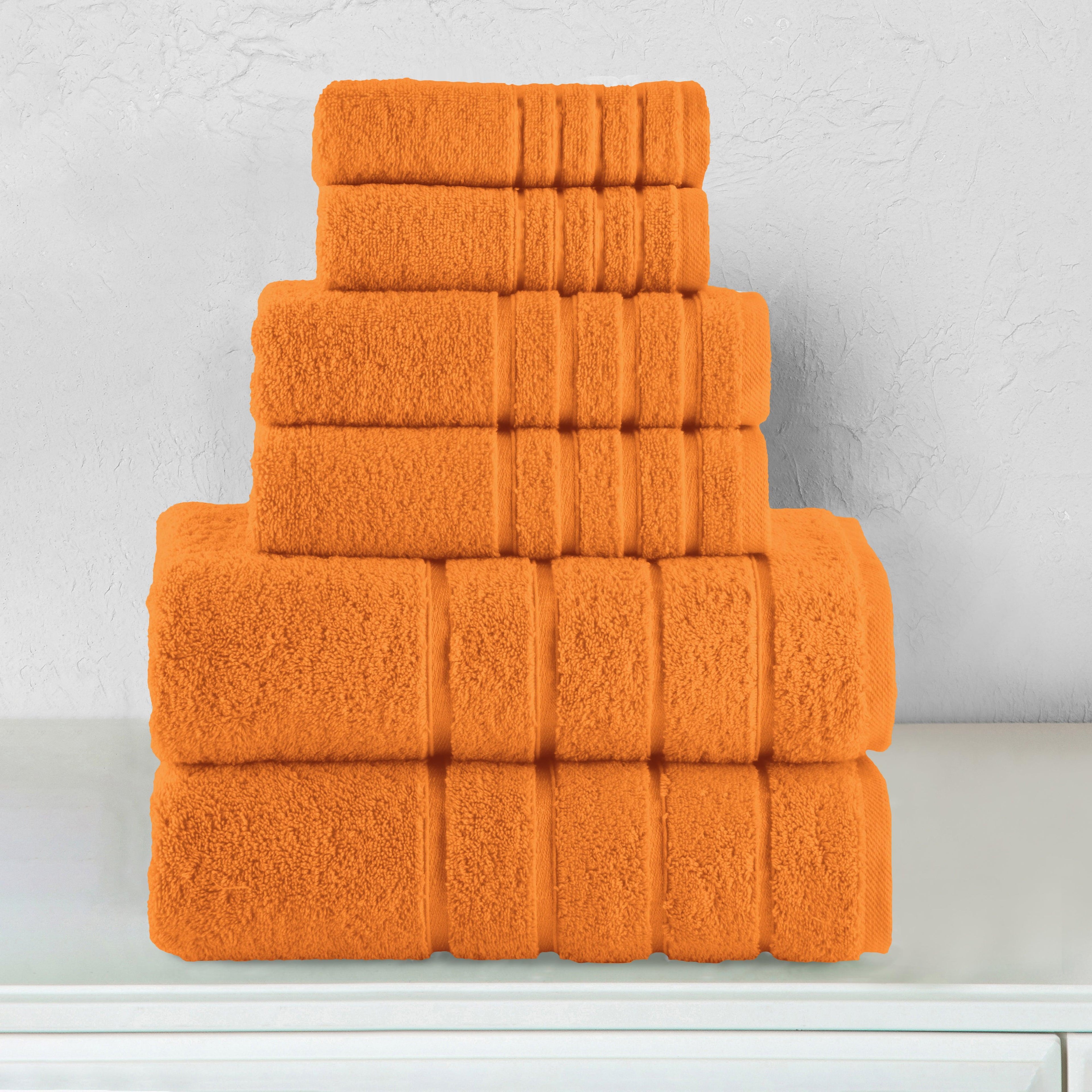 6-Piece Turkish Cotton 4 Lines Stripe Towel Set, 2 Washcloths, 2 Hand Towels and 2 Bath Towels