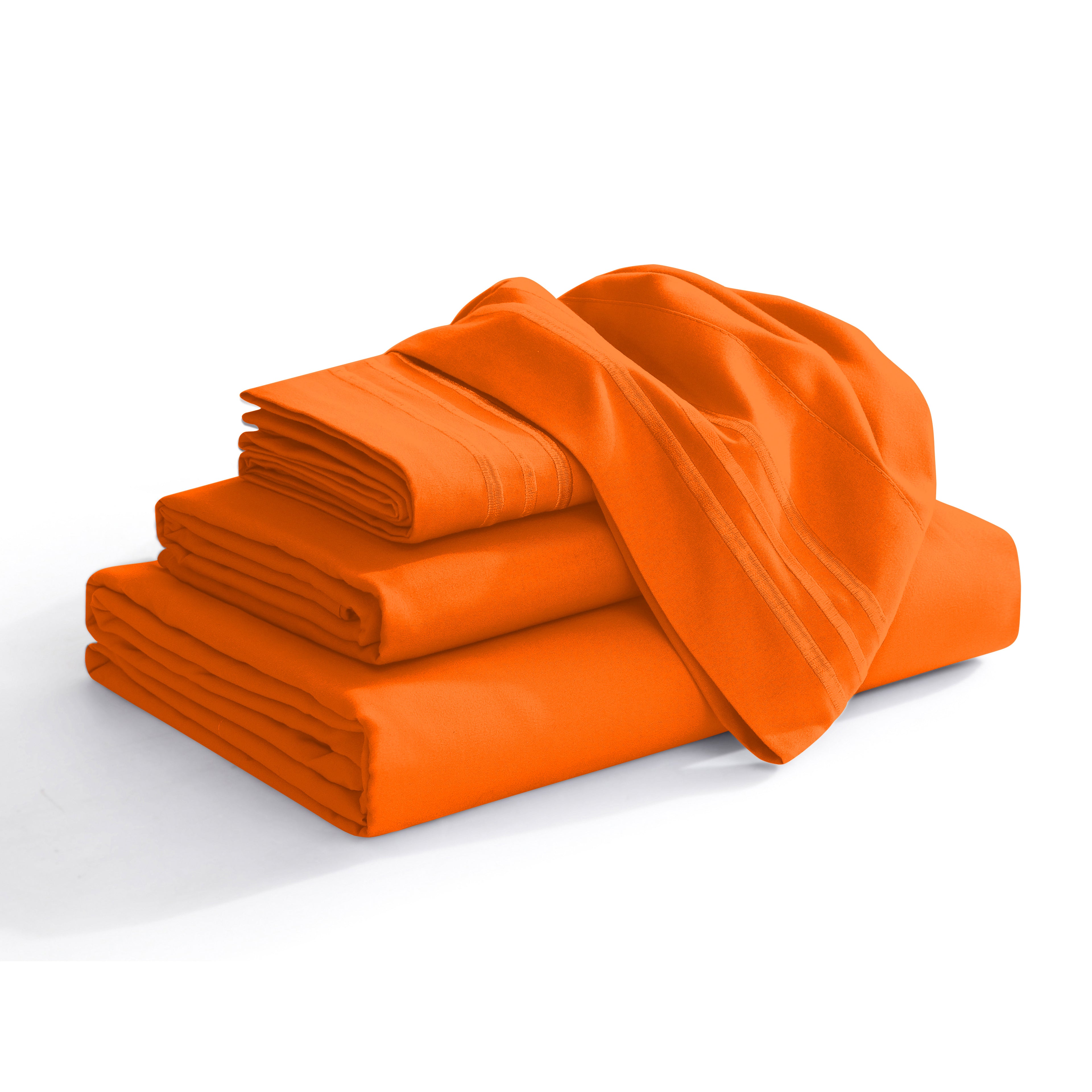 Extra deep 18-24 Inch Pocket 3 Line Embroidery, 4-Piece Sheet Set, Bright Shades