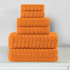 6-Piece Turkish Cotton Braided Towel Set, 2 Washcloths, 2 Hand Towels and 2 Bath Towels