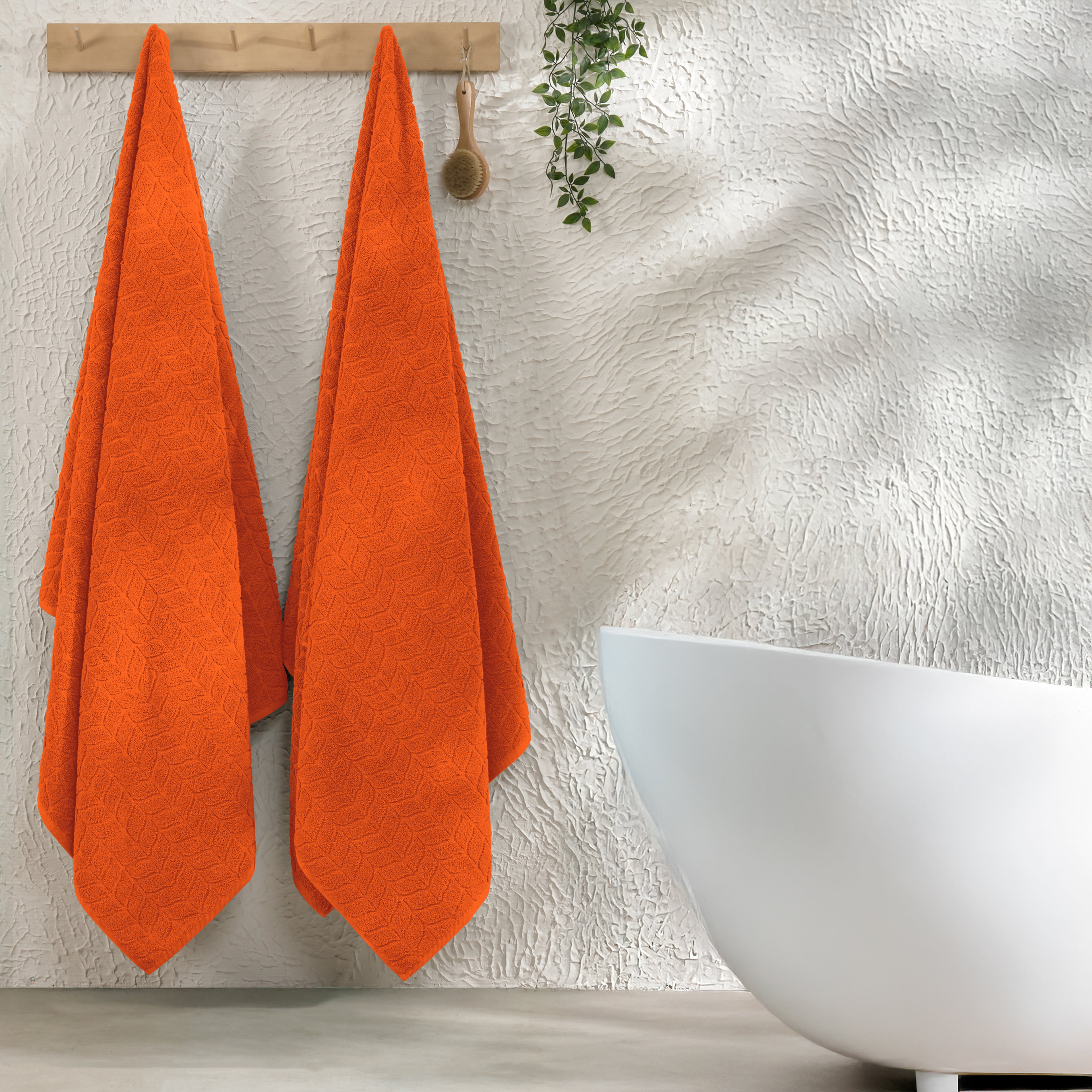 2-Pack Premium Turkish Cotton Braided Bath Towel Set, 27 x 54 inch