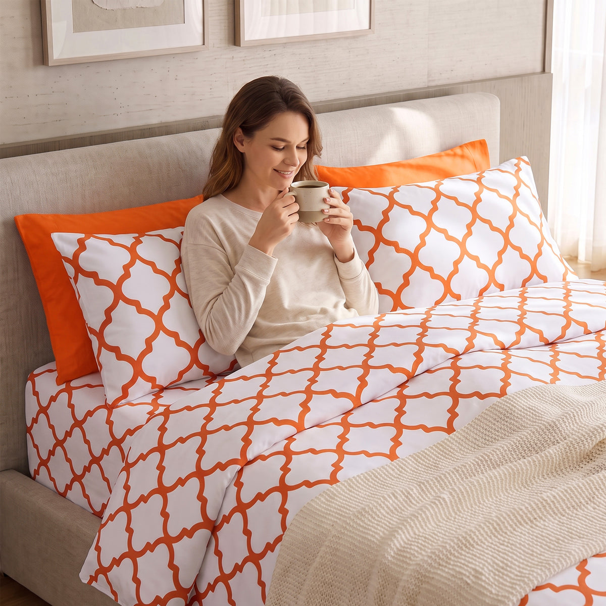 6-Piece Moroccan Trellis Printed Pattern - Soft as a Hotel Premium Quality