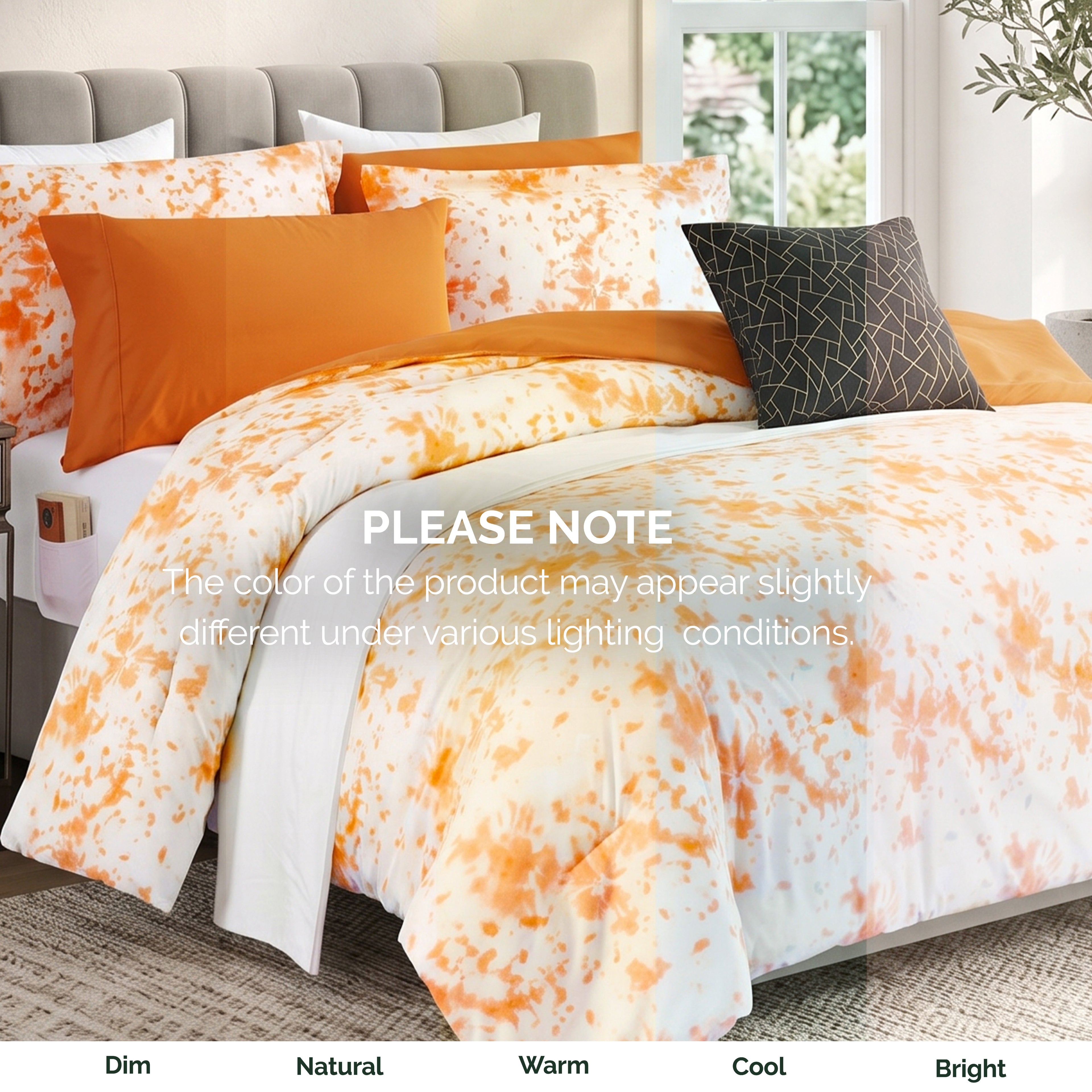 10-Piece Tie-Dye Comforter Set, Includes 6-Piece Sheet Set with Double Sided Storage Pockets