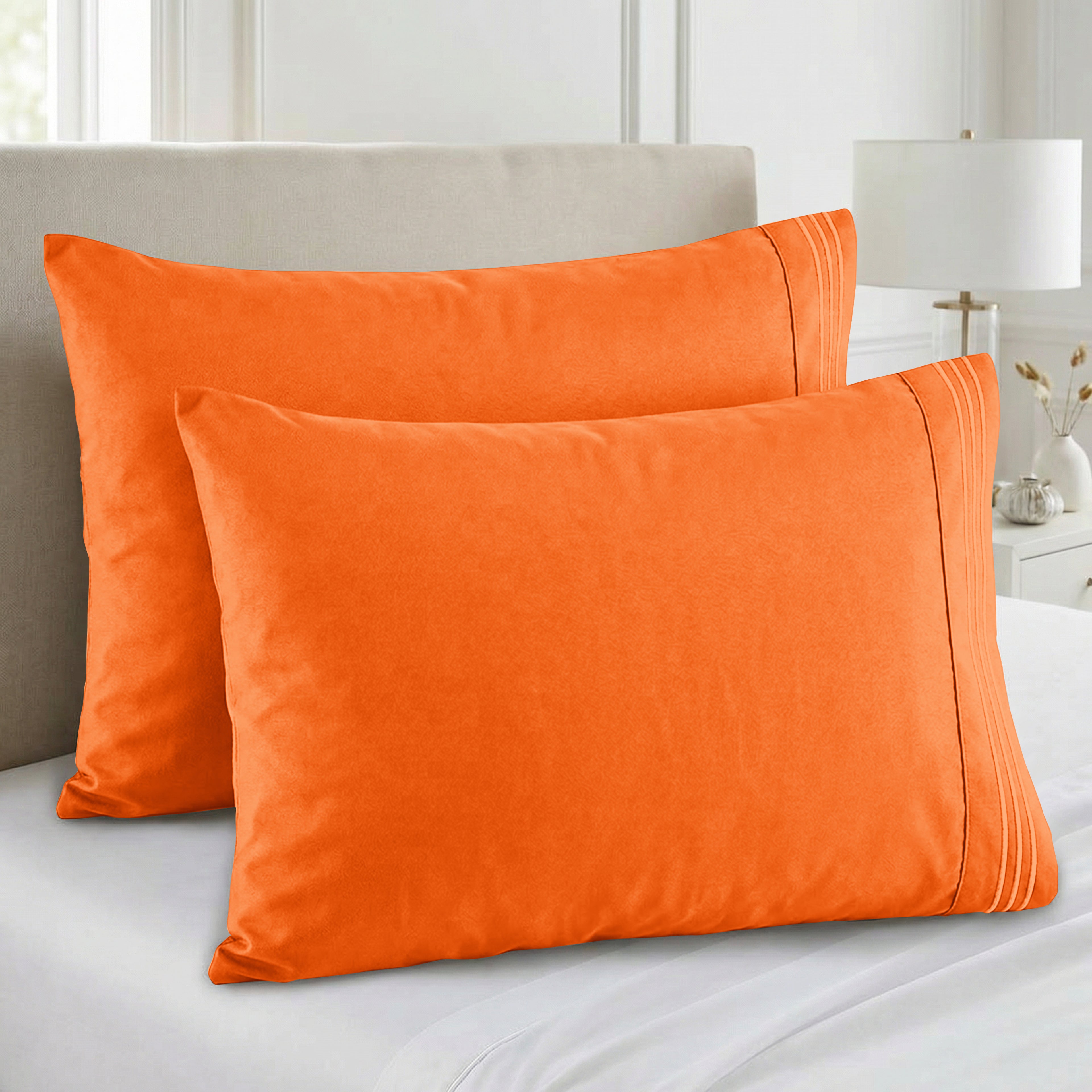 Set of 2 Pillowcases- 3 Line Embroidery