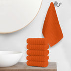 6-Pack Premium Turkish Cotton Corduroy Stripe Washcloths Set, 13 x 13 inch