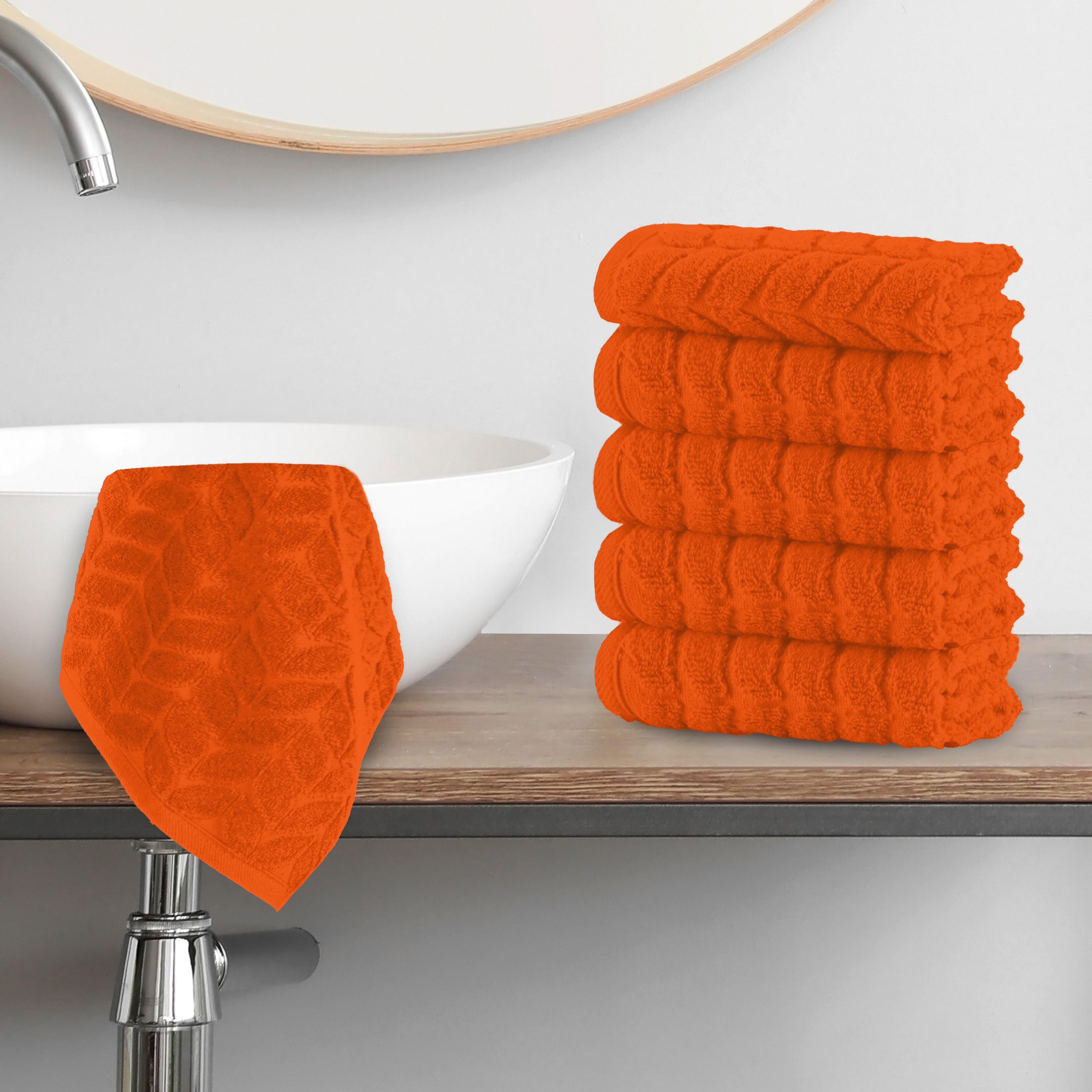 6-Pack Premium Turkish Cotton Braided Washcloths Set, 13 x 13 inch