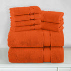 8-Piece Turkish Cotton Towel Set, 4 Washcloths, 2 Hand Towels and 2 Bath Towels
