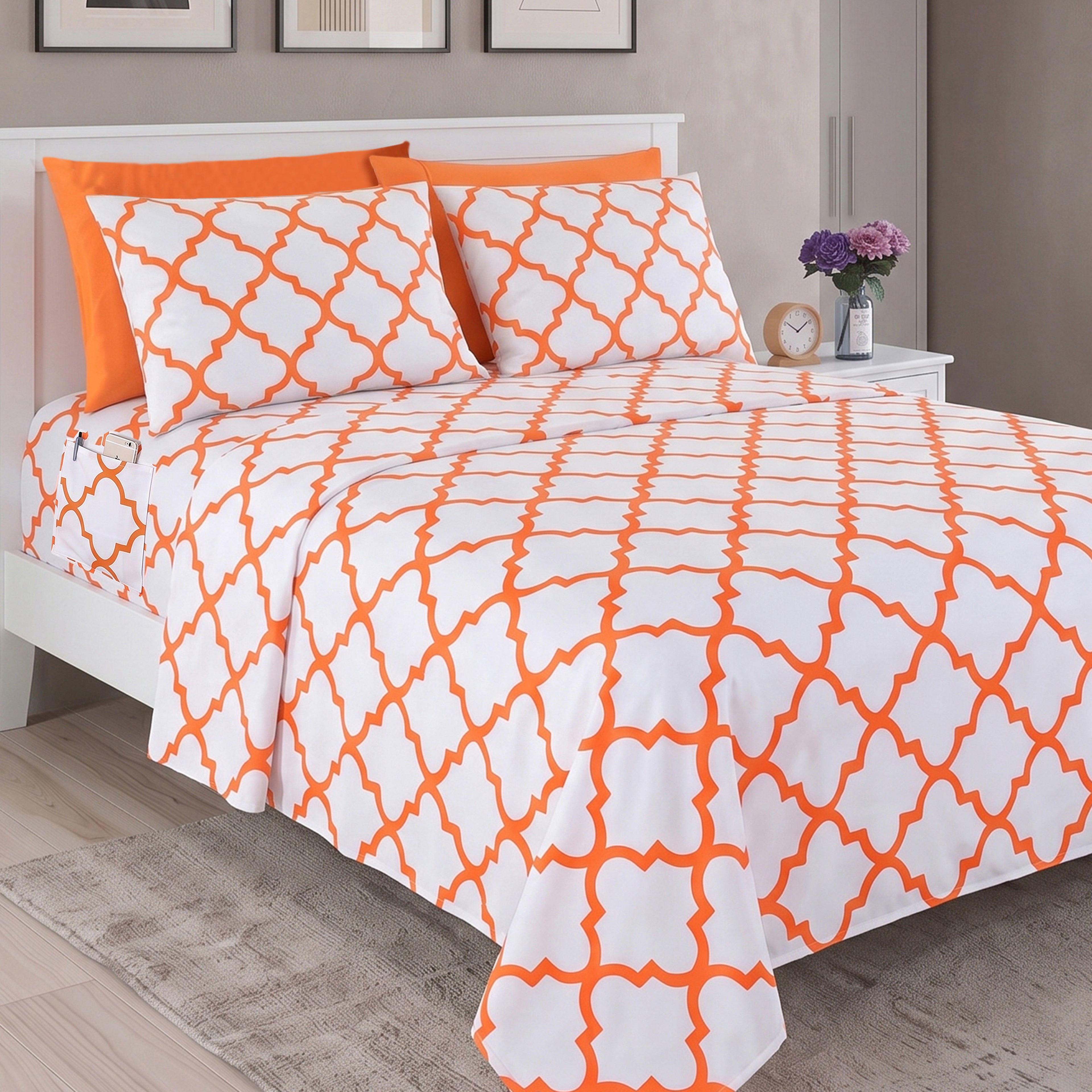 6-Piece Moroccan Trellis Printed Pattern - Soft as a Hotel Premium Quality