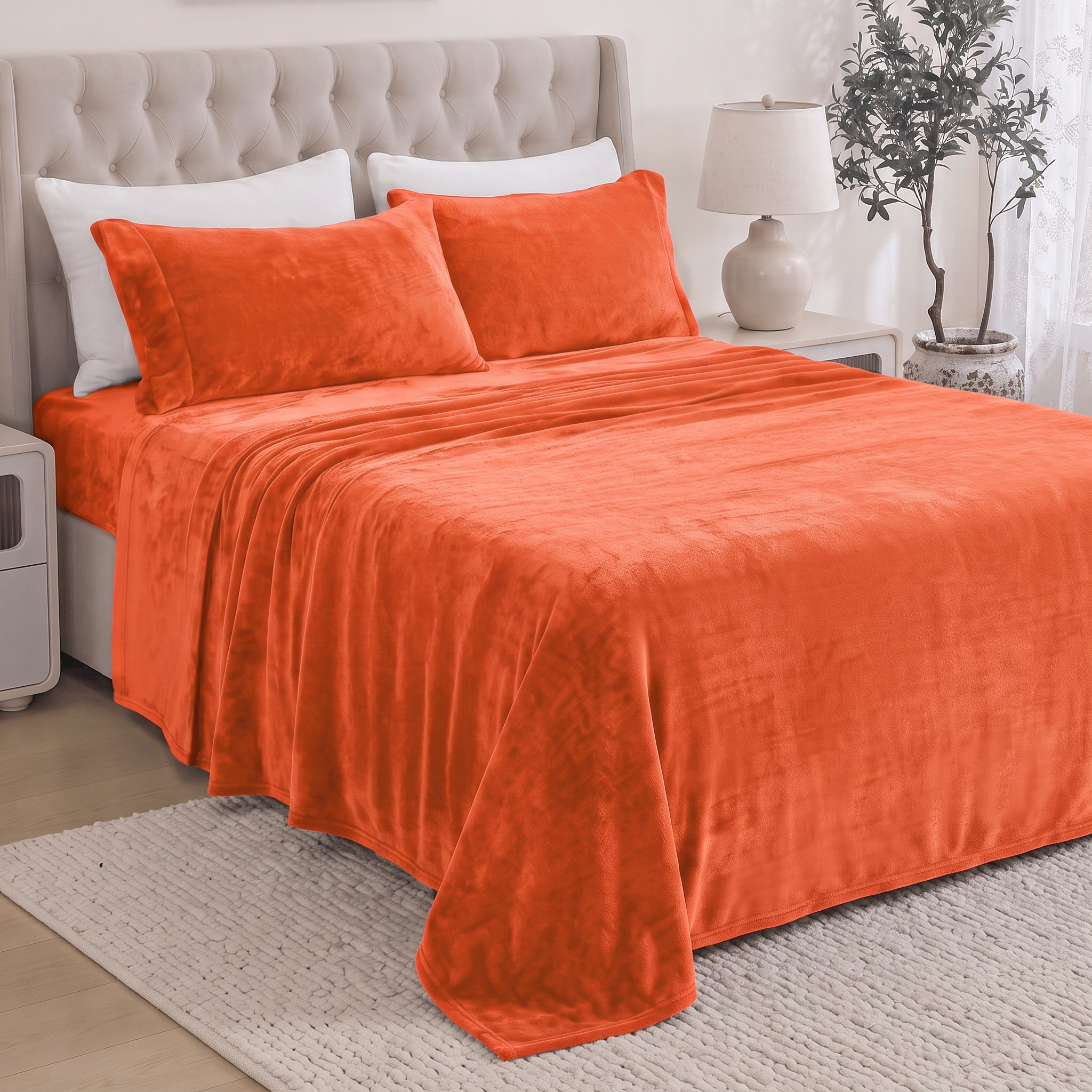 4-Piece Velvet Plush Flannel Sheet Set