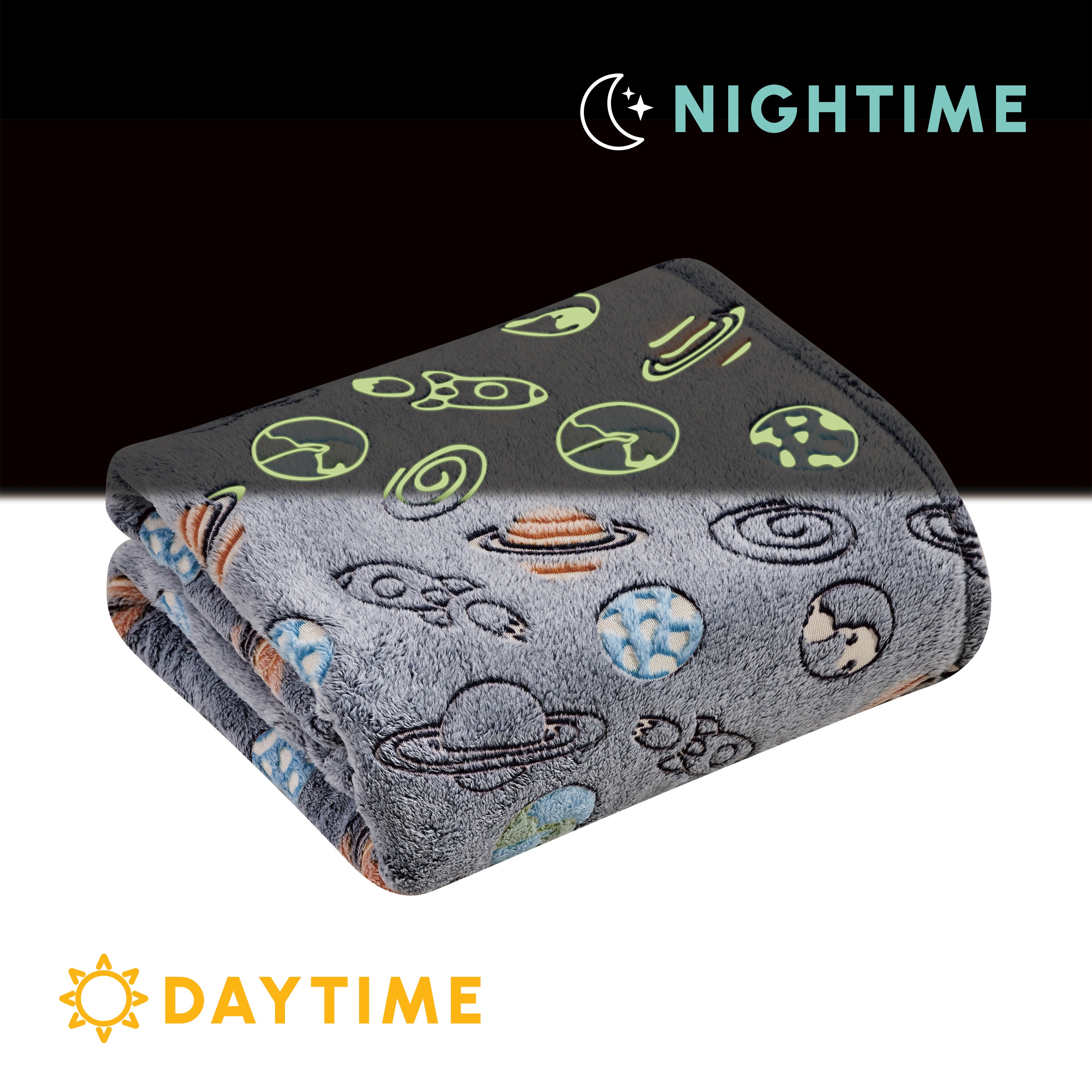 Glow In the Dark 50" x 60" Throw Blanket - Velvety Feel, 50 X 60 inches
