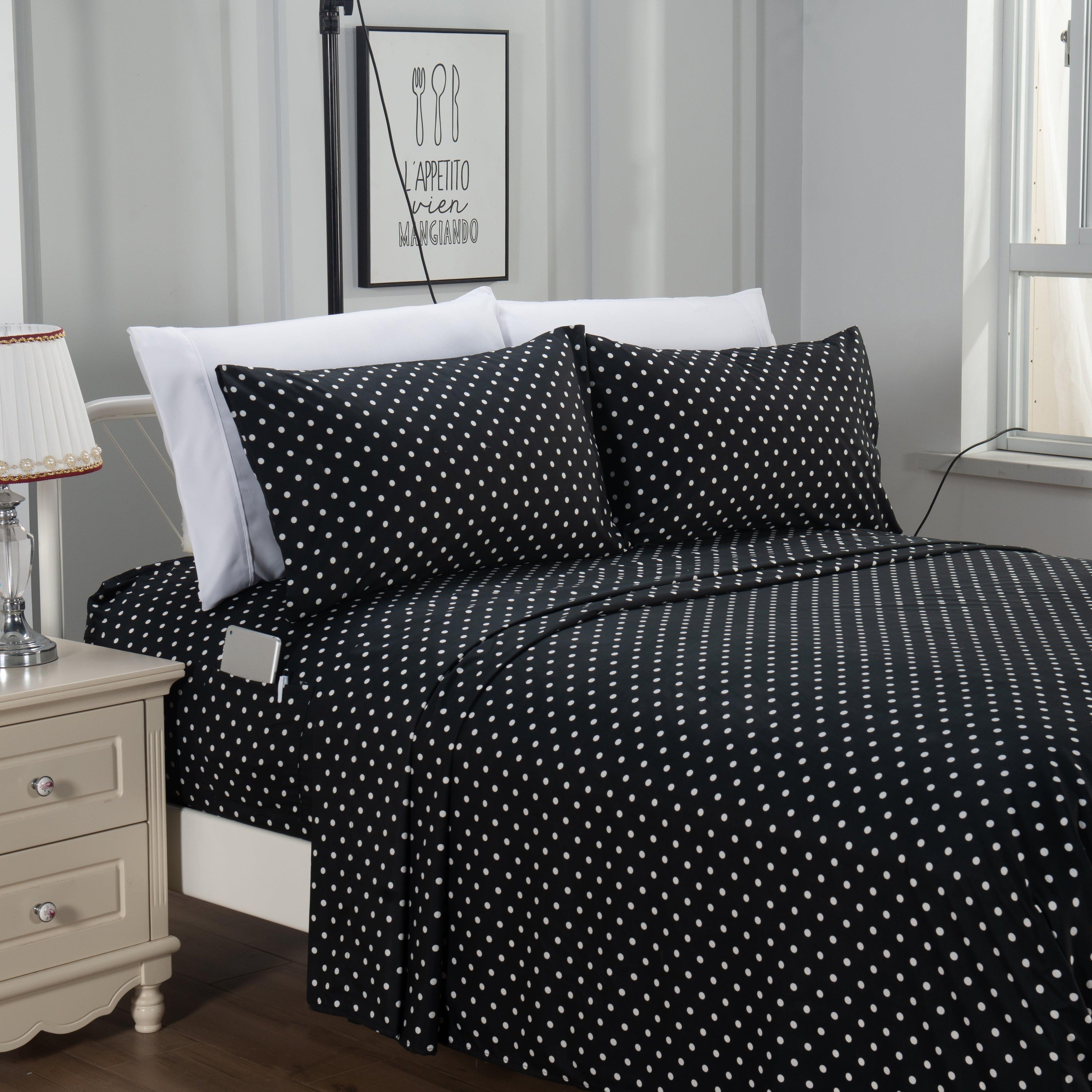 6-Piece Polka Dot Printed Sheet Set - Soft as a Hotel Premium Quality