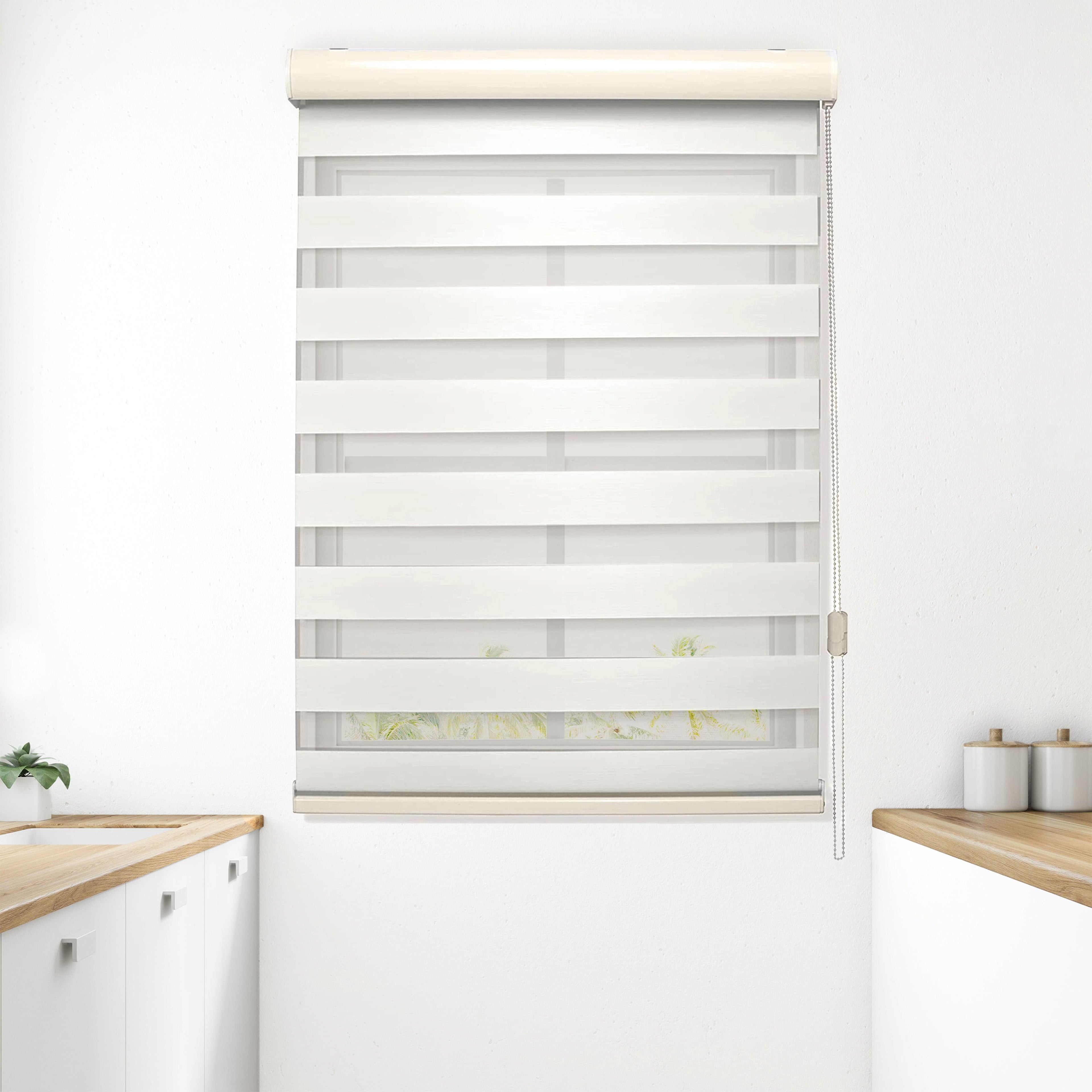 Corded Zebra Blinds, Dual Layer Window Treatments Sheer Light Control