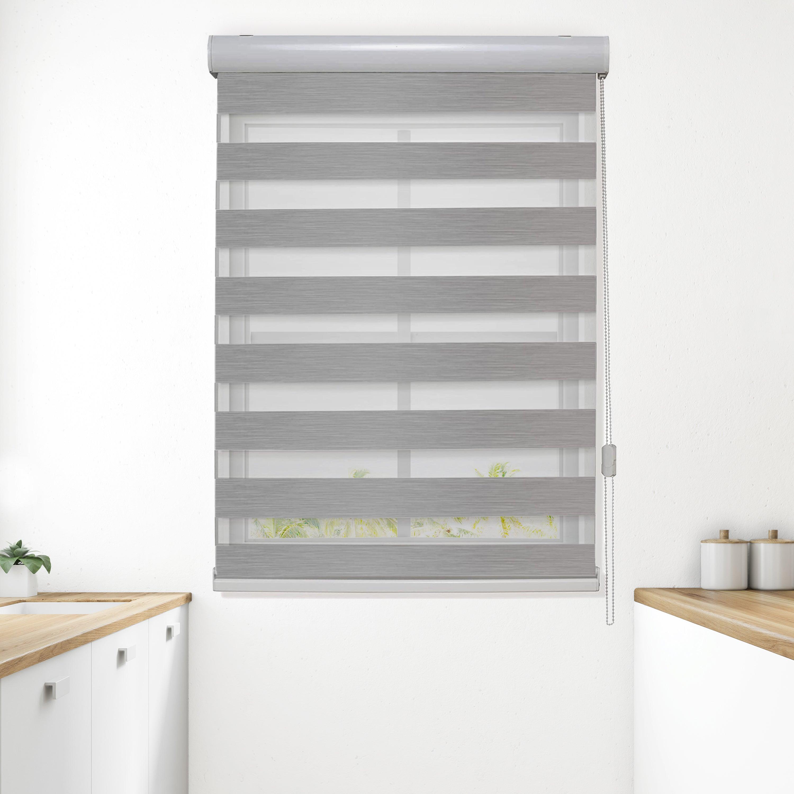 Corded Zebra Blinds, Dual Layer Window Treatments Sheer Light Control