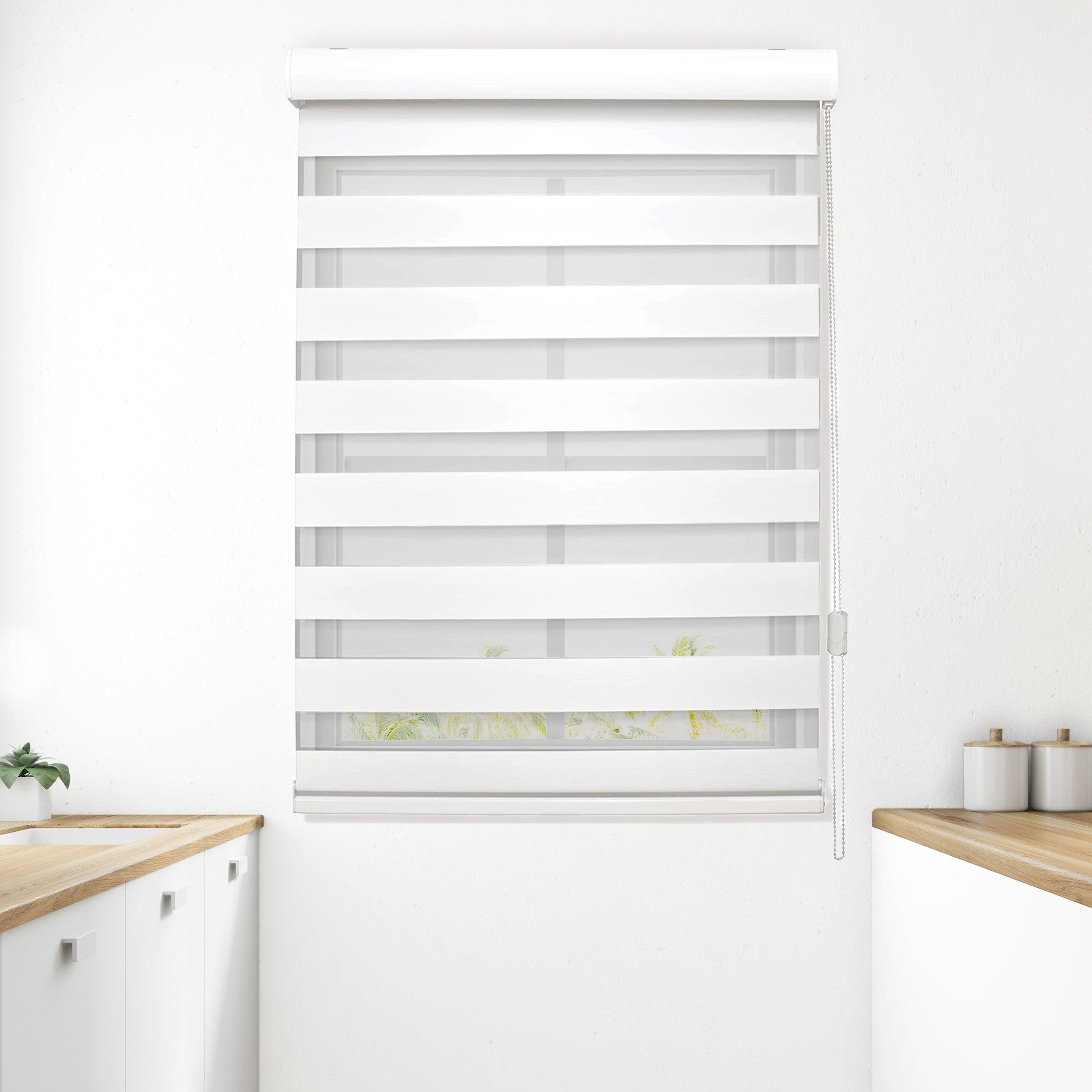 Corded Zebra Blinds, Dual Layer Window Treatments Sheer Light Control