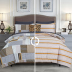 8-Piece Lodge Plaid and Patch Reversible Comforter Set - Includes 4-Piece Sheet Set with Double Sided Storage Pockets
