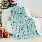 Christmas Sherpa Throw with Flannel Fleece - 50 x 60 inches
