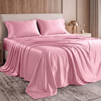 Fine 4-Piece Silky Satin Sheet Set, Bright Shades