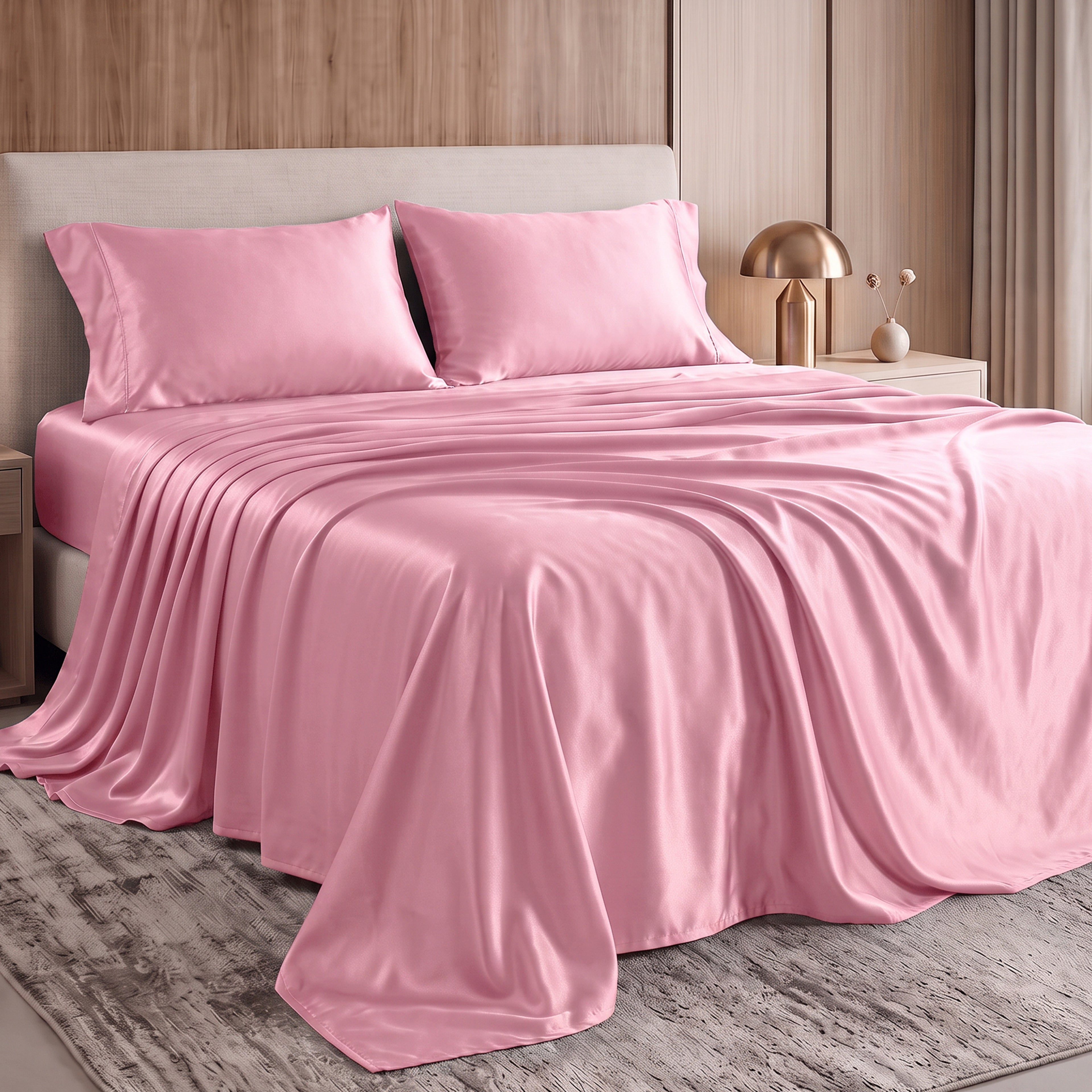 Fine 4-Piece Silky Satin Sheet Set, Bright Shades