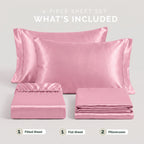 Fine 4-Piece Silky Satin Sheet Set, Bright Shades